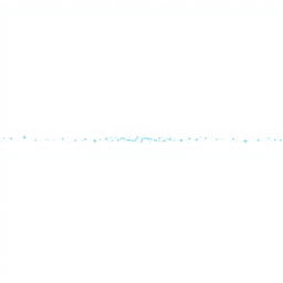 A line of horizontal blue sparks on a white background, creating a striking visual effect