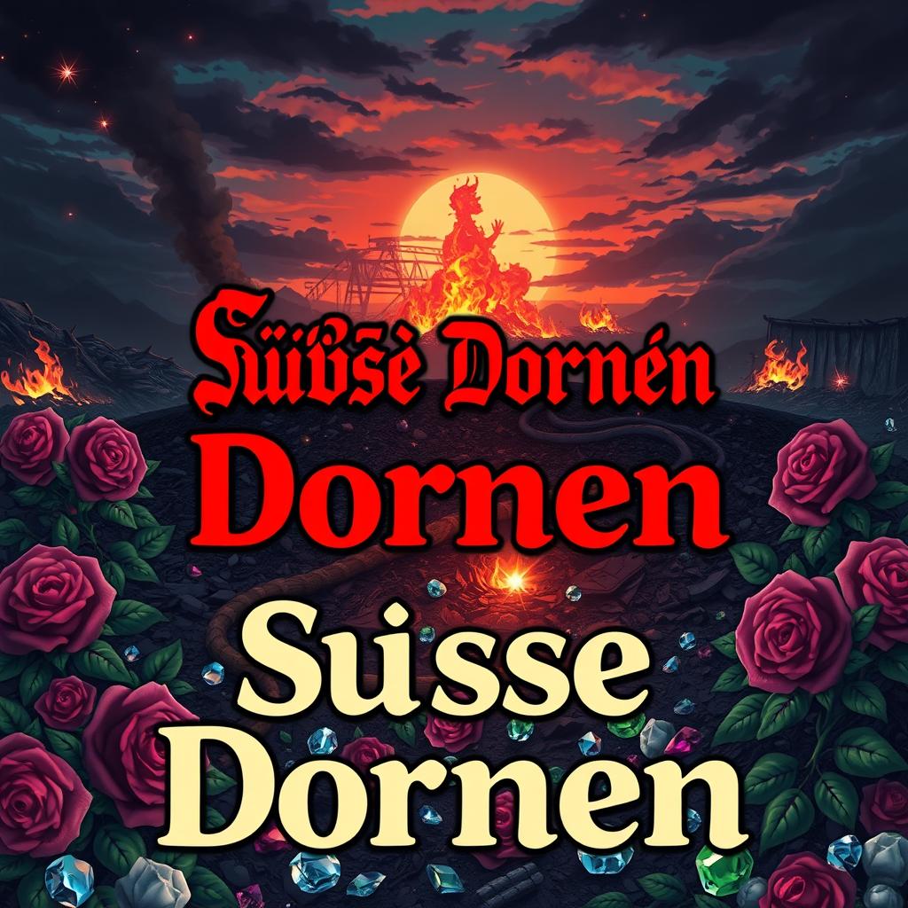 A vibrant and bold graphic titled 'Süße Dornen' in hot red letters, prominently displayed