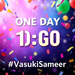 A vibrant digital graphic featuring a countdown theme with the text 'ONE DAY TO GO' prominently displayed in bold, eye-catching typography