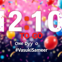 A vibrant digital graphic featuring a countdown theme with the text 'ONE DAY TO GO' prominently displayed in bold, eye-catching typography