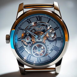 A mesmerizing design of a hand watch showcasing its intricate inner mechanics