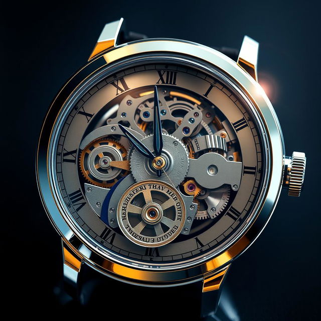 A mesmerizing design of a hand watch showcasing its intricate inner mechanics