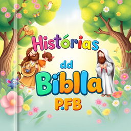 A whimsical cover design for a children's book titled 'Histórias da Bíblia' by author PFB