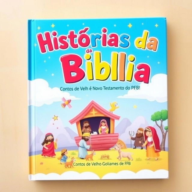 A visually appealing cover for a children's book titled 'Histórias da Bíblia: CONTOS do Velho e Novo Testamento DO PFB'