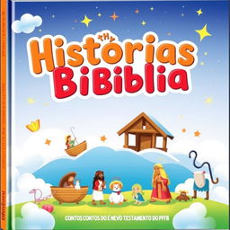 A visually appealing cover for a children's book titled 'Histórias da Bíblia: CONTOS do Velho e Novo Testamento DO PFB'