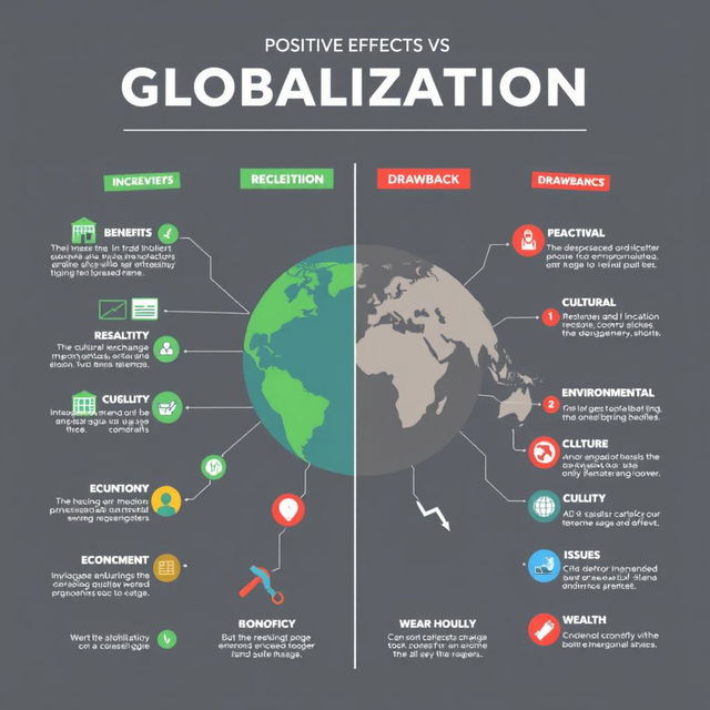 A visually engaging infographic highlighting the positive and negative effects of globalization