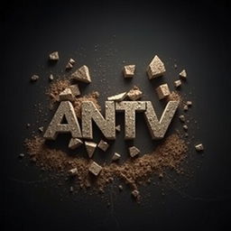 A stunning digital artwork of the ANTV logo that appears to crumble like dry soil or earth
