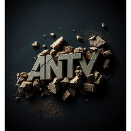 A stunning digital artwork of the ANTV logo that appears to crumble like dry soil or earth