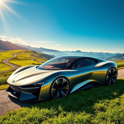 A stunning and sleek modern car, designed with a futuristic aesthetic