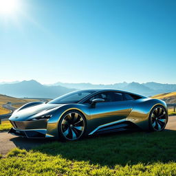 A stunning and sleek modern car, designed with a futuristic aesthetic