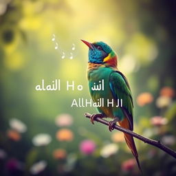 A colorful bird perched on a branch, singing joyfully