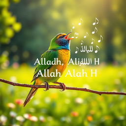A colorful bird perched on a branch, singing joyfully