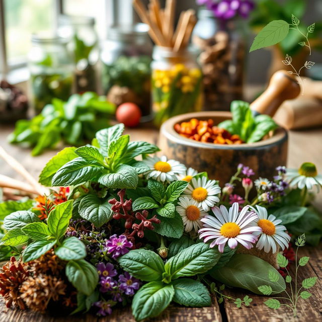 A vibrant and eye-catching cover image for a herbal medicine theme