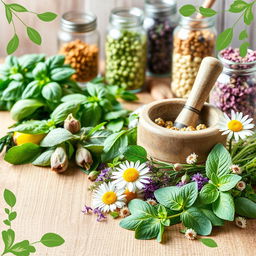 A vibrant and eye-catching cover image for a herbal medicine theme