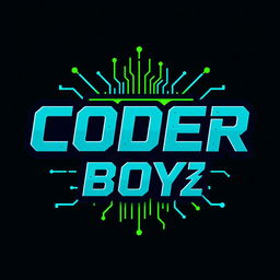A vibrant and dynamic logo for 'Coder Boyz', featuring modern, sleek typography that emphasizes technology and coding themes