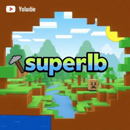 A friendly and colorful profile picture designed for a YouTube channel, featuring a Minecraft-themed background with blocky landscapes, trees, and iconic Minecraft elements like a blocky character holding a pickaxe