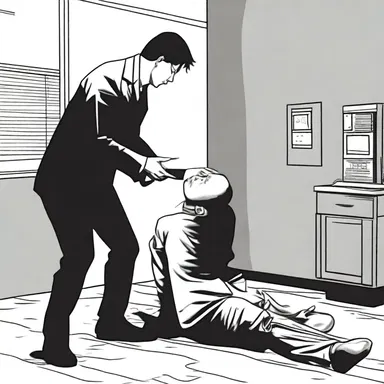 The protagonist was repeatedly hit in the head until he was completely ko'd, adding to the terror of the scene.