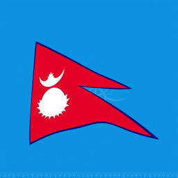 A stylized representation of the Nepal flag, featuring the unique crimson and blue colors