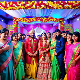 A vibrant Indian wedding scene capturing the rich cultural elements and joyful atmosphere