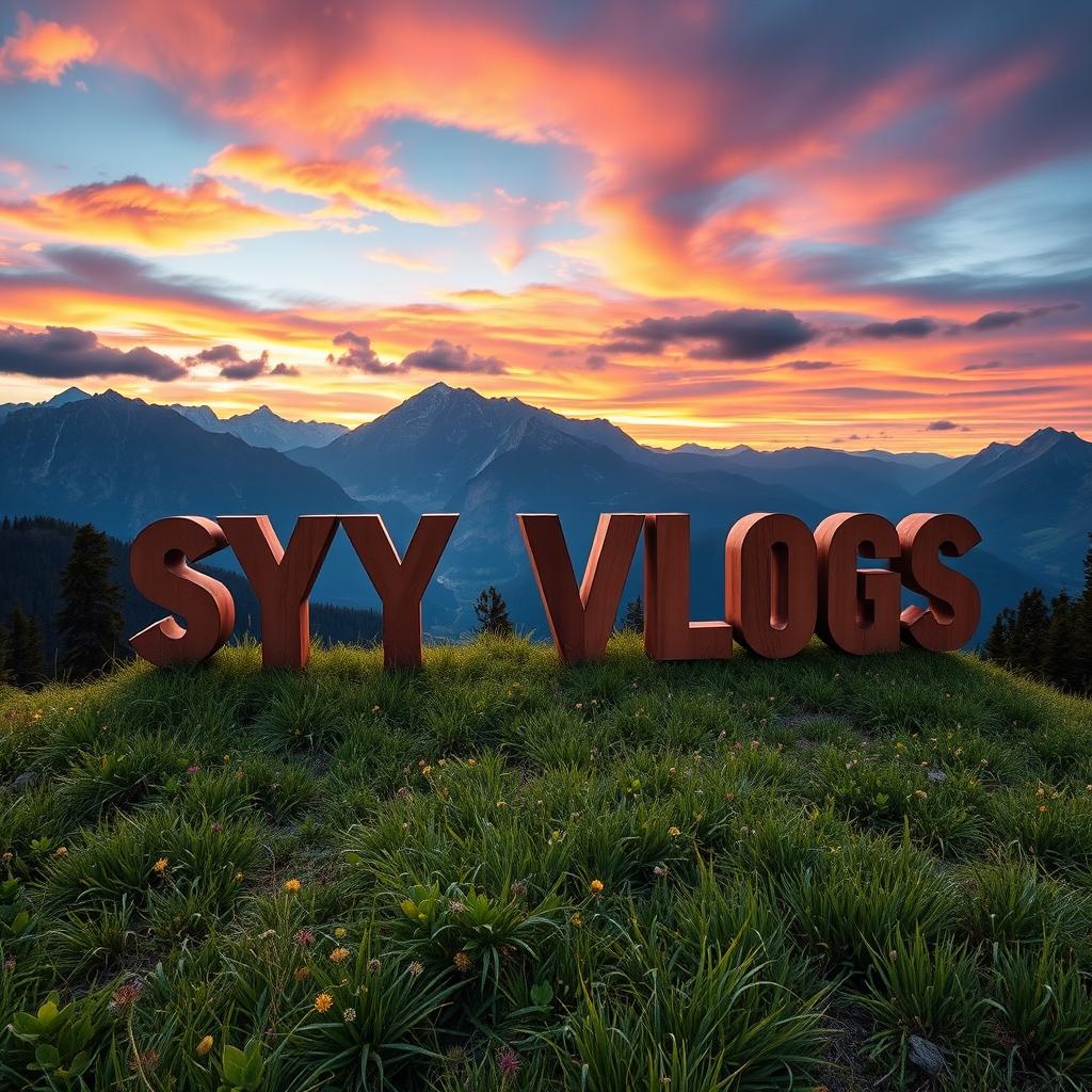 A stunning landscape photograph showcasing the name 'SYS Vlogs' beautifully integrated into the natural scenery