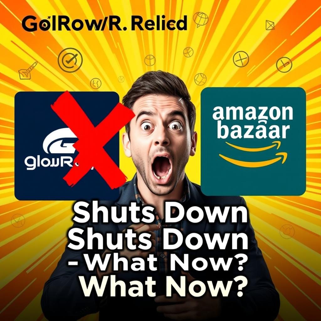A dramatic e-commerce thumbnail featuring a shocked business person in the center, displaying an astonished expression