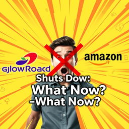 A dramatic e-commerce thumbnail featuring a shocked business person in the center, displaying an astonished expression