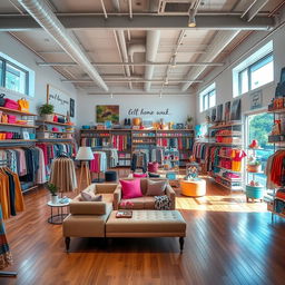 A beautifully organized and vibrant shop interior filled with a variety of colorful merchandise