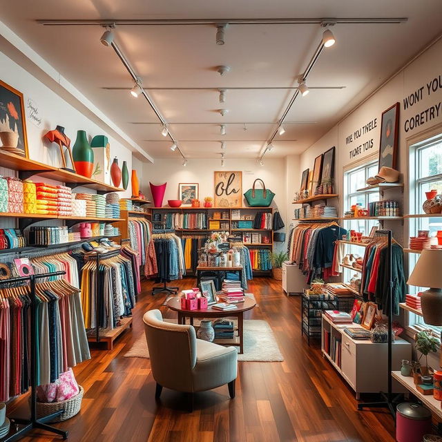 A beautifully organized and vibrant shop interior filled with a variety of colorful merchandise