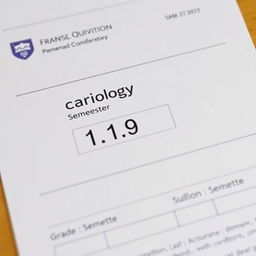 A university grade report showcasing a course in cariology with a grade of 1