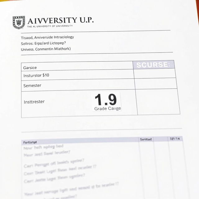 A university grade report showcasing a course in cariology with a grade of 1