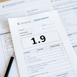 A university grade report showcasing a course in cariology with a grade of 1