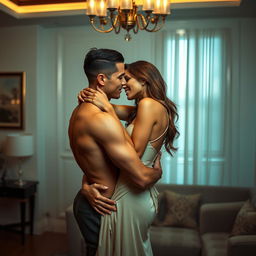 A passionate and intimate moment between two adults, capturing their chemistry and connection in a romantic setting
