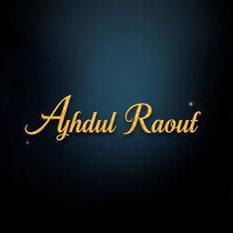 A visual representation of the name "Ayham Abdul Raouf" artistically crafted in glimmering gold text, with an elegant, luxurious font