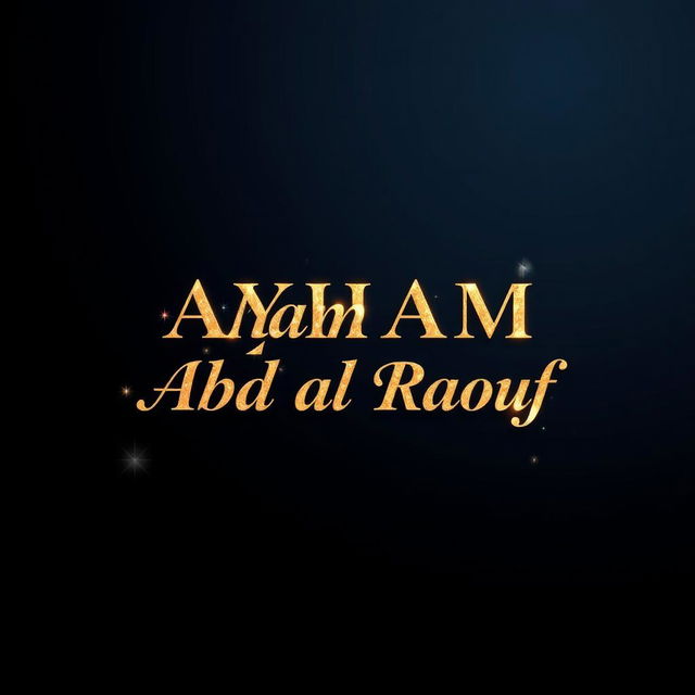 A stunning composition featuring the name "Ayham Abd al Raouf" elegantly rendered in shimmering gold text