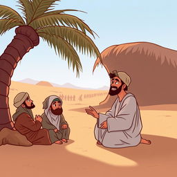 A cartoon illustration depicting the early followers of Prophet Muhammad SAW