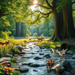 A vibrant, lush forest teeming with life