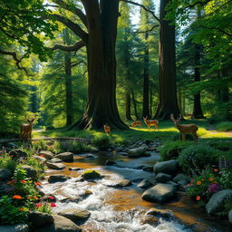 A vibrant, lush forest teeming with life