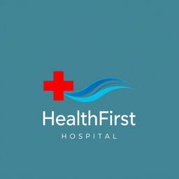 A modern and professional hospital logo, featuring a stylized red cross symbol combined with a blue wave design, representing health and care