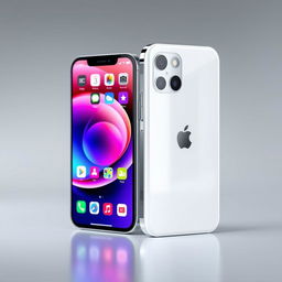 A modern sleek smartphone design inspired by the iPhone, showcasing the front and back of the device