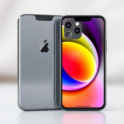 A modern sleek smartphone design inspired by the iPhone, showcasing the front and back of the device