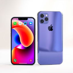 A modern sleek smartphone design inspired by the iPhone, showcasing the front and back of the device