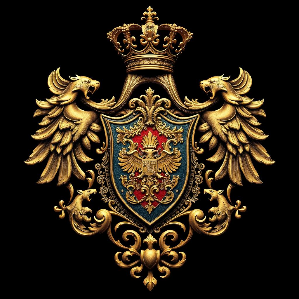 Create an elaborate and intricate ultimate crest symbol that seamlessly combines the essence, designs, markings, and patterns of various crest symbols