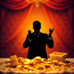 A symbolic representation of a wealthy person expressing gratitude, depicted as a silhouette without a face