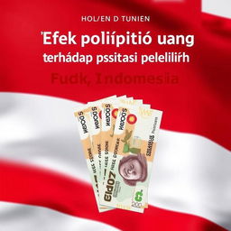 A book cover titled 'Efek politik uang terhadap partisipasi pemilih' featuring the flag of Indonesia prominently in the background