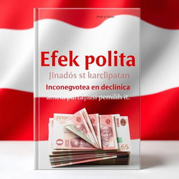 A book cover titled 'Efek politik uang terhadap partisipasi pemilih' featuring the flag of Indonesia prominently in the background