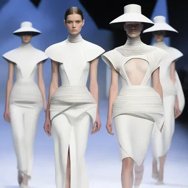 The designer showcased a futuristic collection inspired by the kinetoscope, incorporating moving images into the garments.