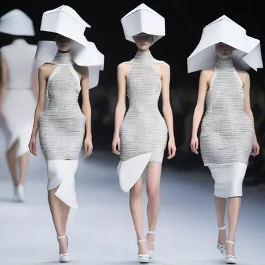 The designer showcased a futuristic collection inspired by the kinetoscope, incorporating moving images into the garments.
