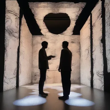 The artist created an immersive installation using a combination of light, film, and a kinetoscope to mesmerize the audience with moving images.