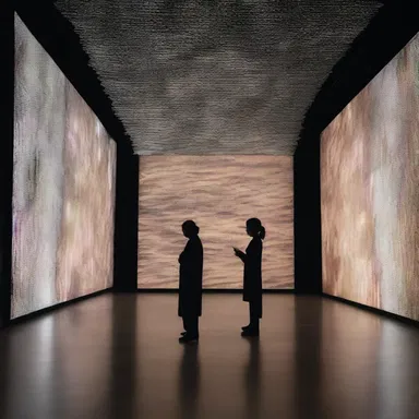 The artist created an immersive installation using a combination of light, film, and a kinetoscope to mesmerize the audience with moving images.