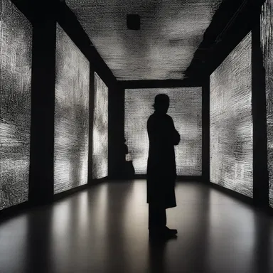 The artist created an immersive installation using a combination of light, film, and a kinetoscope to mesmerize the audience with moving images.